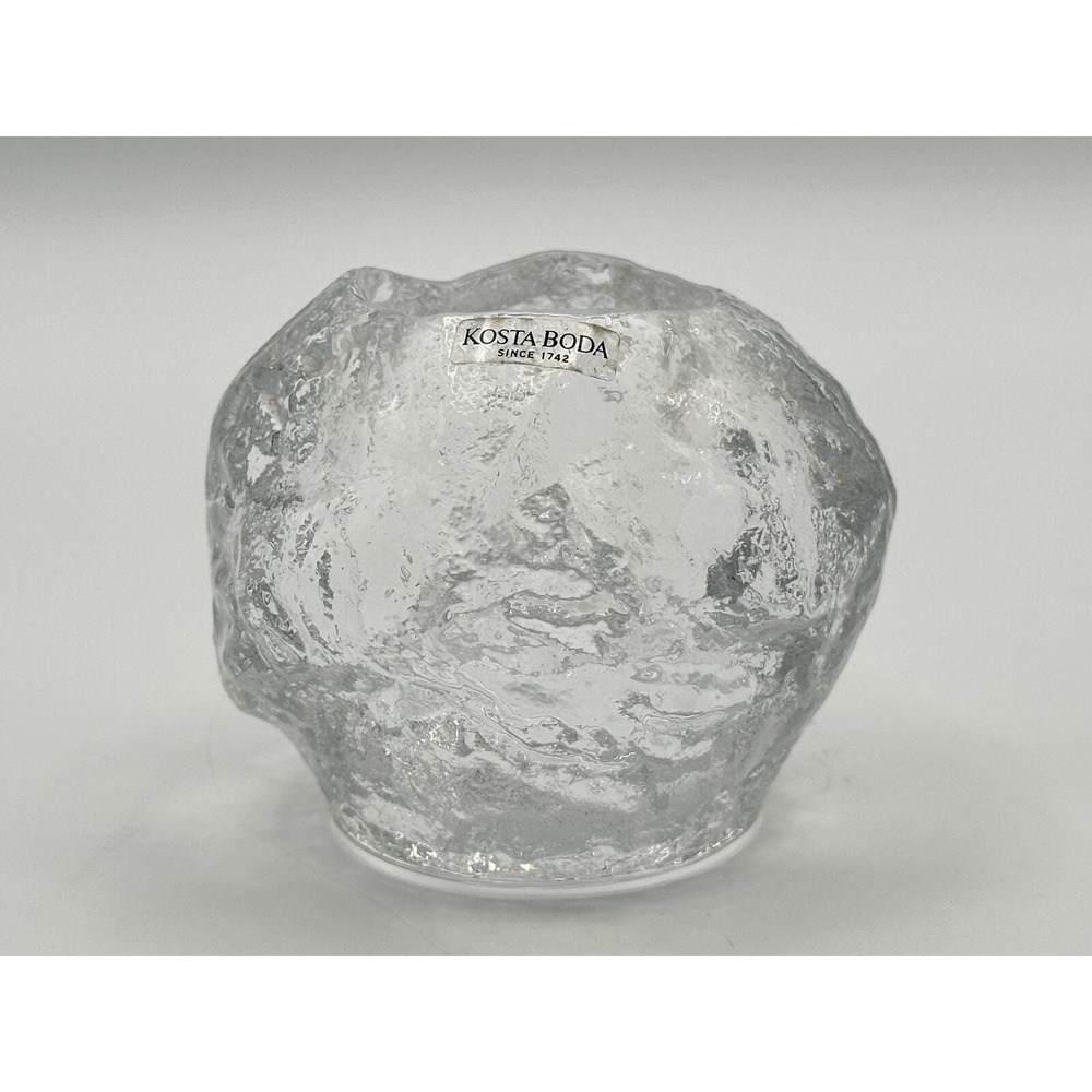 Kosta Boda Clear Glass Votive Candle Holder — Scandinavian "Ice" Design